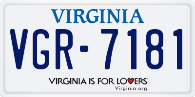 VA license plate VGR7181