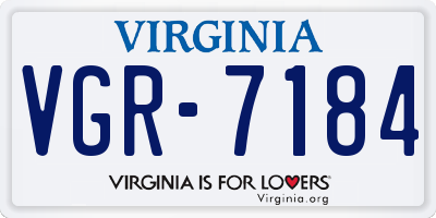 VA license plate VGR7184
