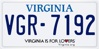 VA license plate VGR7192