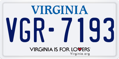 VA license plate VGR7193