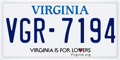 VA license plate VGR7194