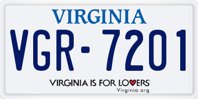 VA license plate VGR7201