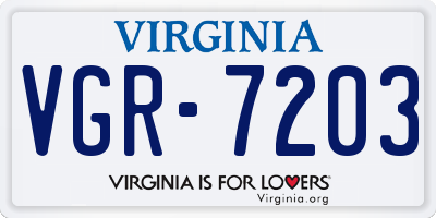 VA license plate VGR7203
