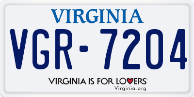 VA license plate VGR7204