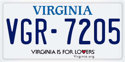 VA license plate VGR7205