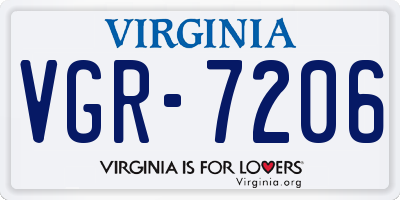 VA license plate VGR7206