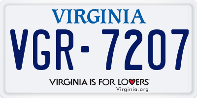VA license plate VGR7207