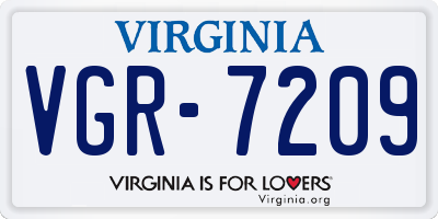 VA license plate VGR7209