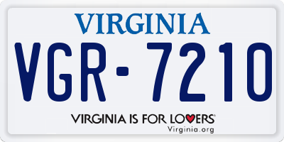 VA license plate VGR7210