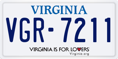 VA license plate VGR7211