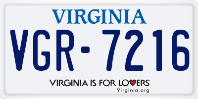 VA license plate VGR7216