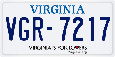 VA license plate VGR7217