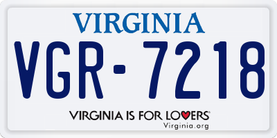 VA license plate VGR7218