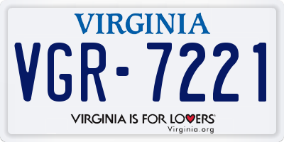 VA license plate VGR7221