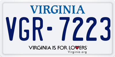 VA license plate VGR7223