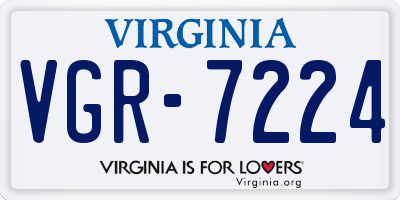 VA license plate VGR7224
