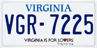 VA license plate VGR7225