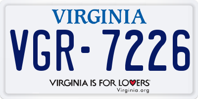 VA license plate VGR7226