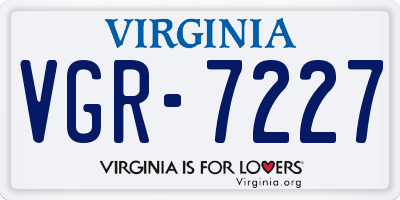 VA license plate VGR7227