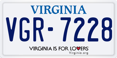VA license plate VGR7228