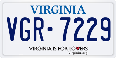 VA license plate VGR7229