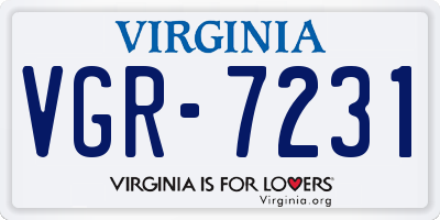 VA license plate VGR7231