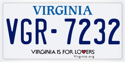 VA license plate VGR7232
