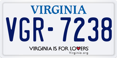 VA license plate VGR7238