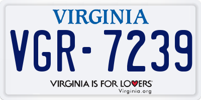 VA license plate VGR7239
