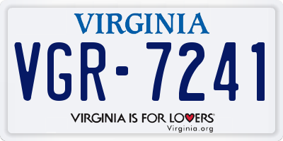 VA license plate VGR7241