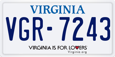 VA license plate VGR7243