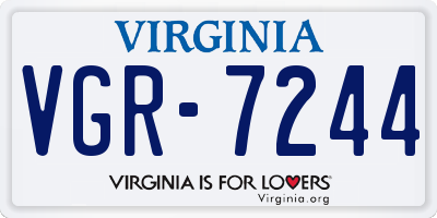 VA license plate VGR7244