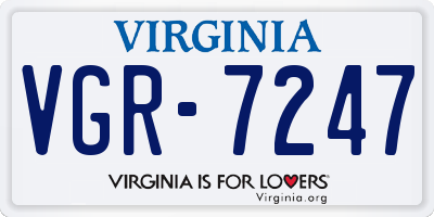 VA license plate VGR7247