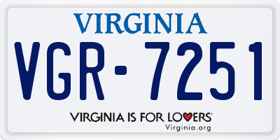 VA license plate VGR7251