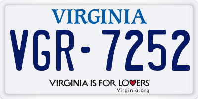 VA license plate VGR7252