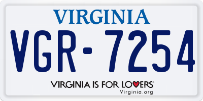 VA license plate VGR7254