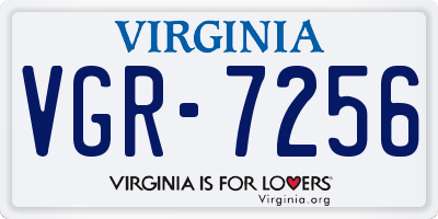 VA license plate VGR7256