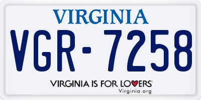 VA license plate VGR7258