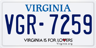 VA license plate VGR7259