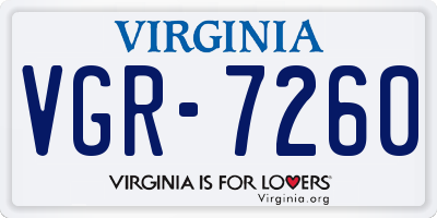 VA license plate VGR7260