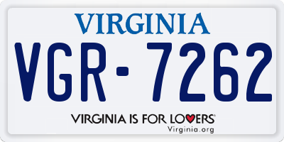VA license plate VGR7262