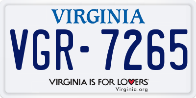 VA license plate VGR7265