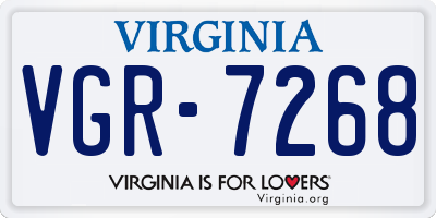 VA license plate VGR7268