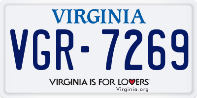 VA license plate VGR7269