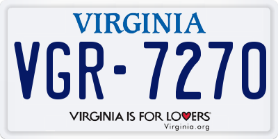 VA license plate VGR7270