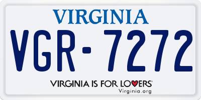 VA license plate VGR7272