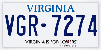 VA license plate VGR7274