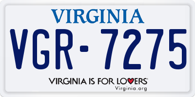 VA license plate VGR7275