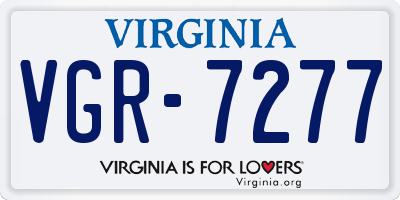 VA license plate VGR7277