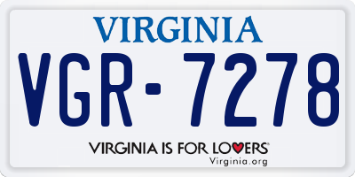 VA license plate VGR7278
